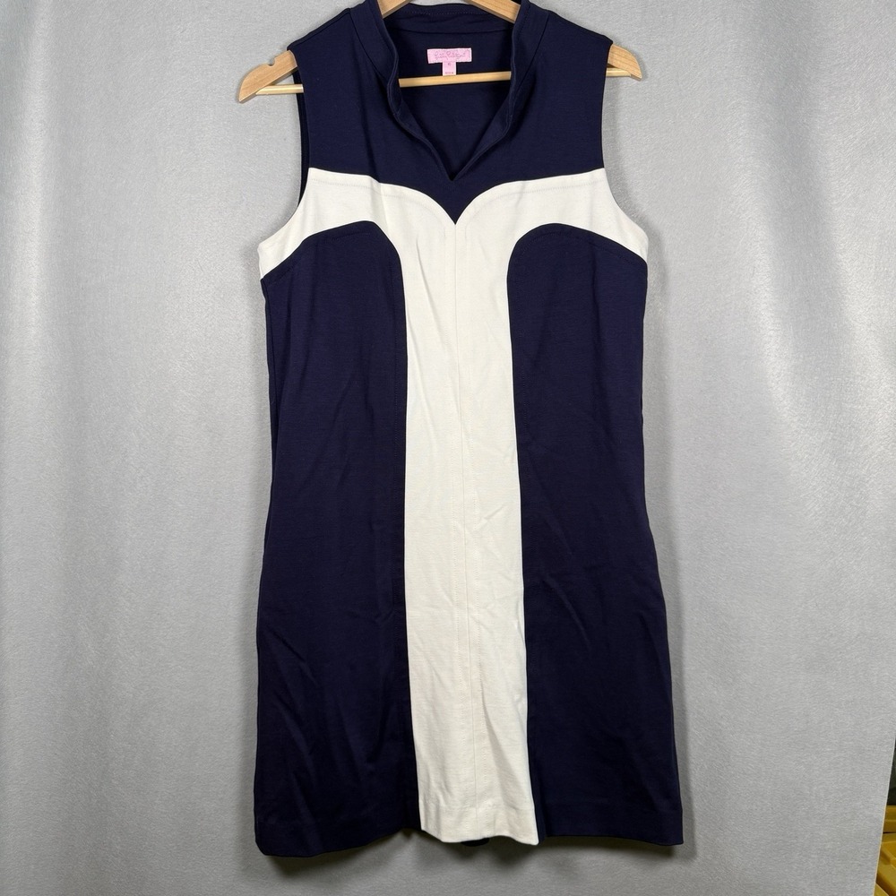 Lilly Pulitzer Mini Dress Blue White Pockets Sz 10